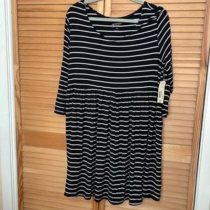 Plus size black with white stripes dress